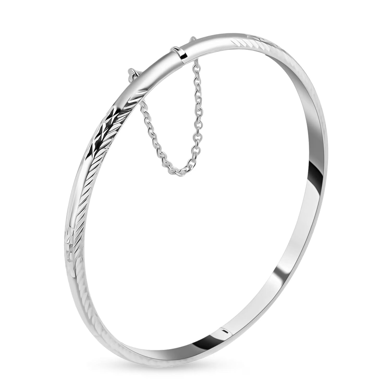 925 Sterling Silver Fancy Cuff Bangle Bracelet F75045