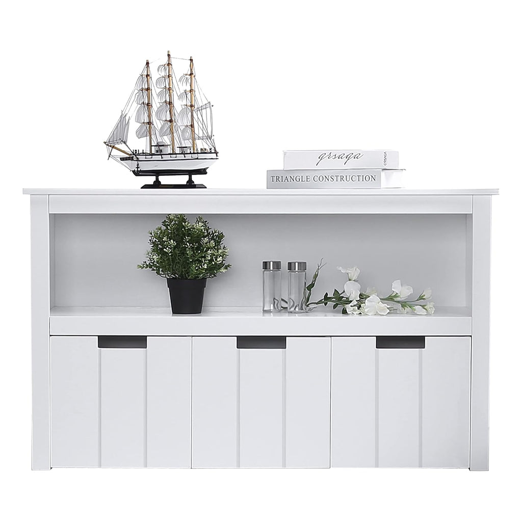 White Toy Box Organizer Storage Cabinet with Movable Drawers and Open Storage Cube Shelf T758831