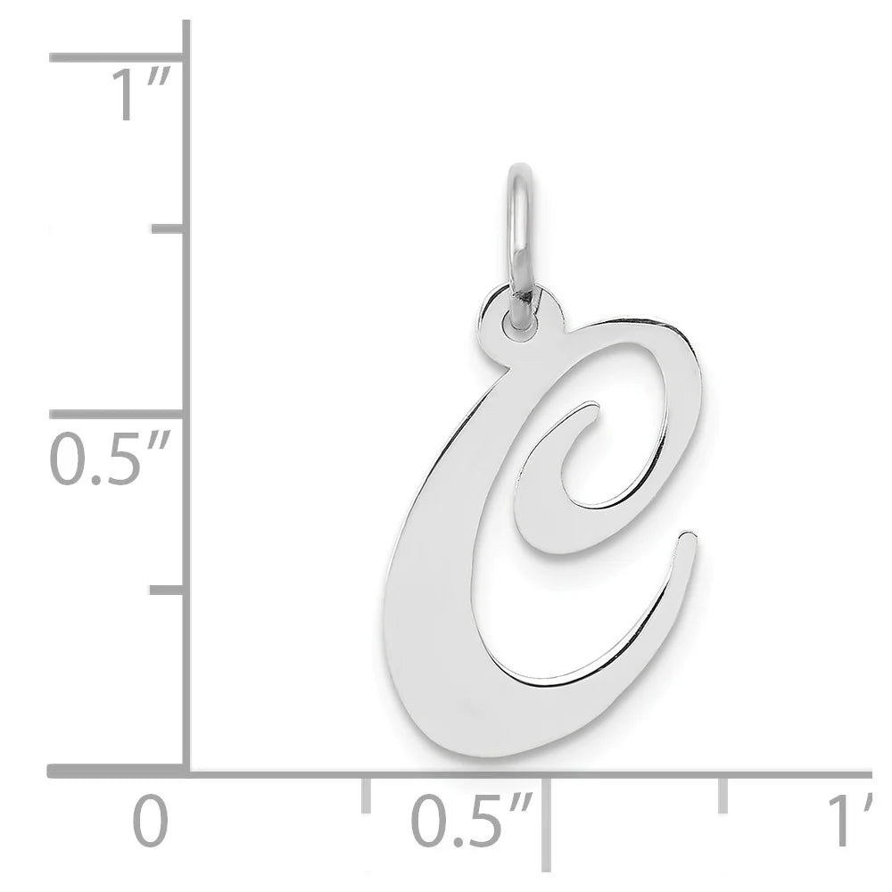 14k White Gold Polished Laser cut Medium Script Letter C Charm Pendant V36122