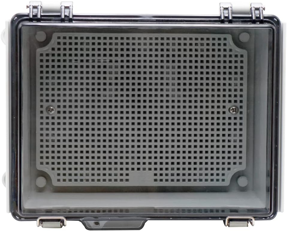 IP67 Waterproof Junction Box Plastic Enclosure Clear Cover Plate with Stainless Steel Buckles 13×13×5.1 inch D41749