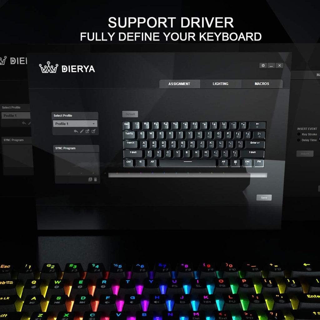 60% Mechanical Keyboard, RGB Backlit Wired PBT Keycap Waterproof Type-C Mini Compact 61 Keys, Pack of 2 H828