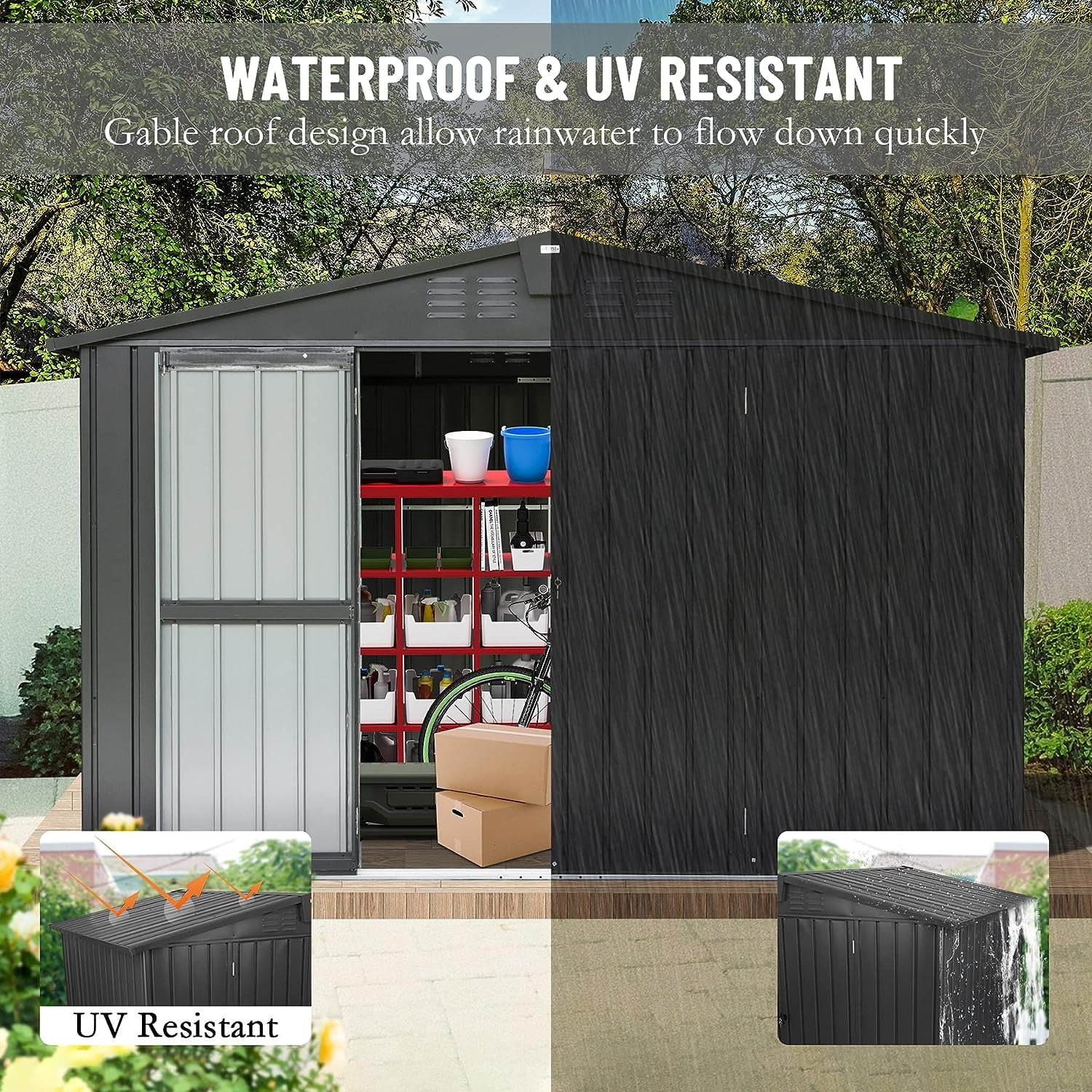 Metal Garden Shed with Lockable Door H10895