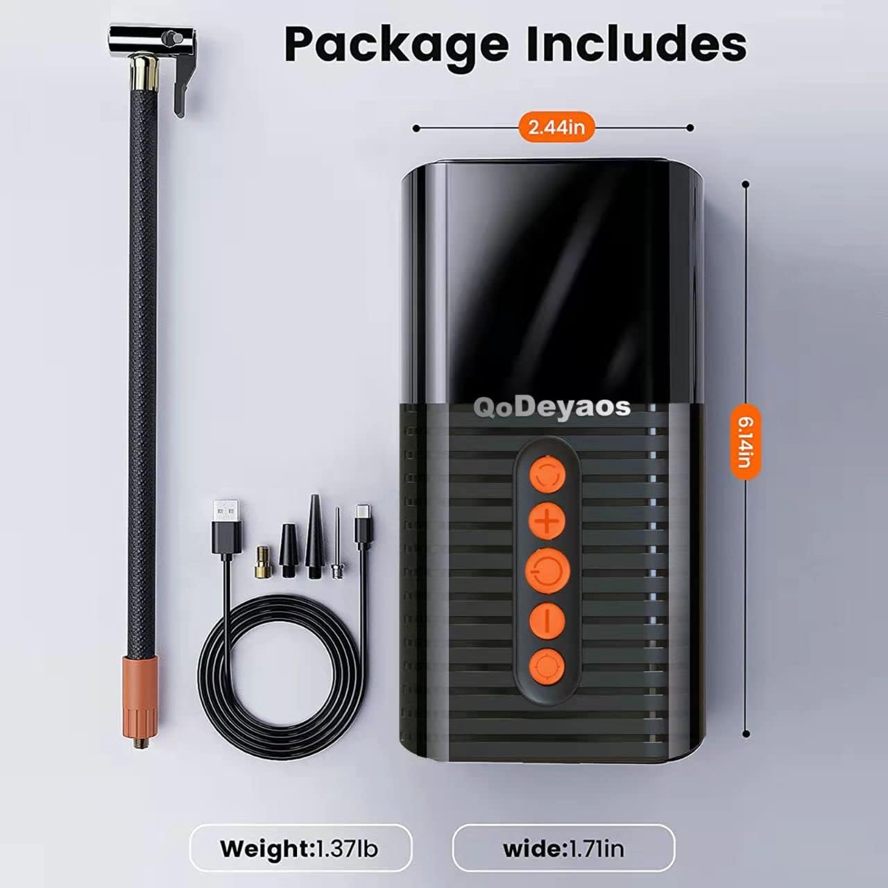 Cordless Tire Inflator with 6000mAh Battery, 150PSI, LED Light, Pack of 2 Z2410