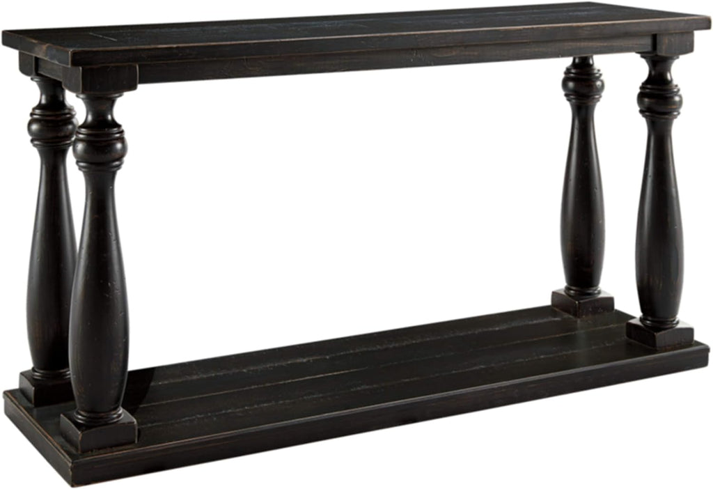 Black Rectangular Sofa Table with Floor Shelf S91934