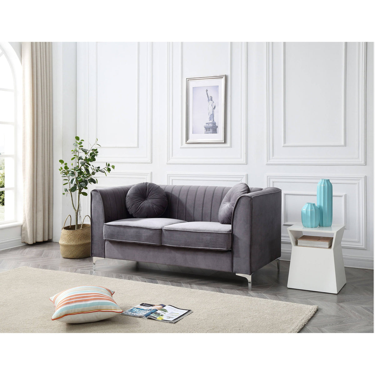 Ivory Velvet Loveseat X607126