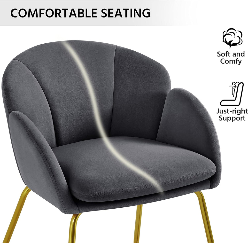 Dark Gray Velvet Barrel Accent Chair, Set Of 2 N693