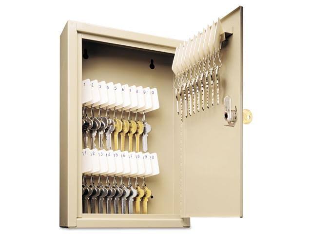 Key cabinet - 60 hooks - steel - sand V277610