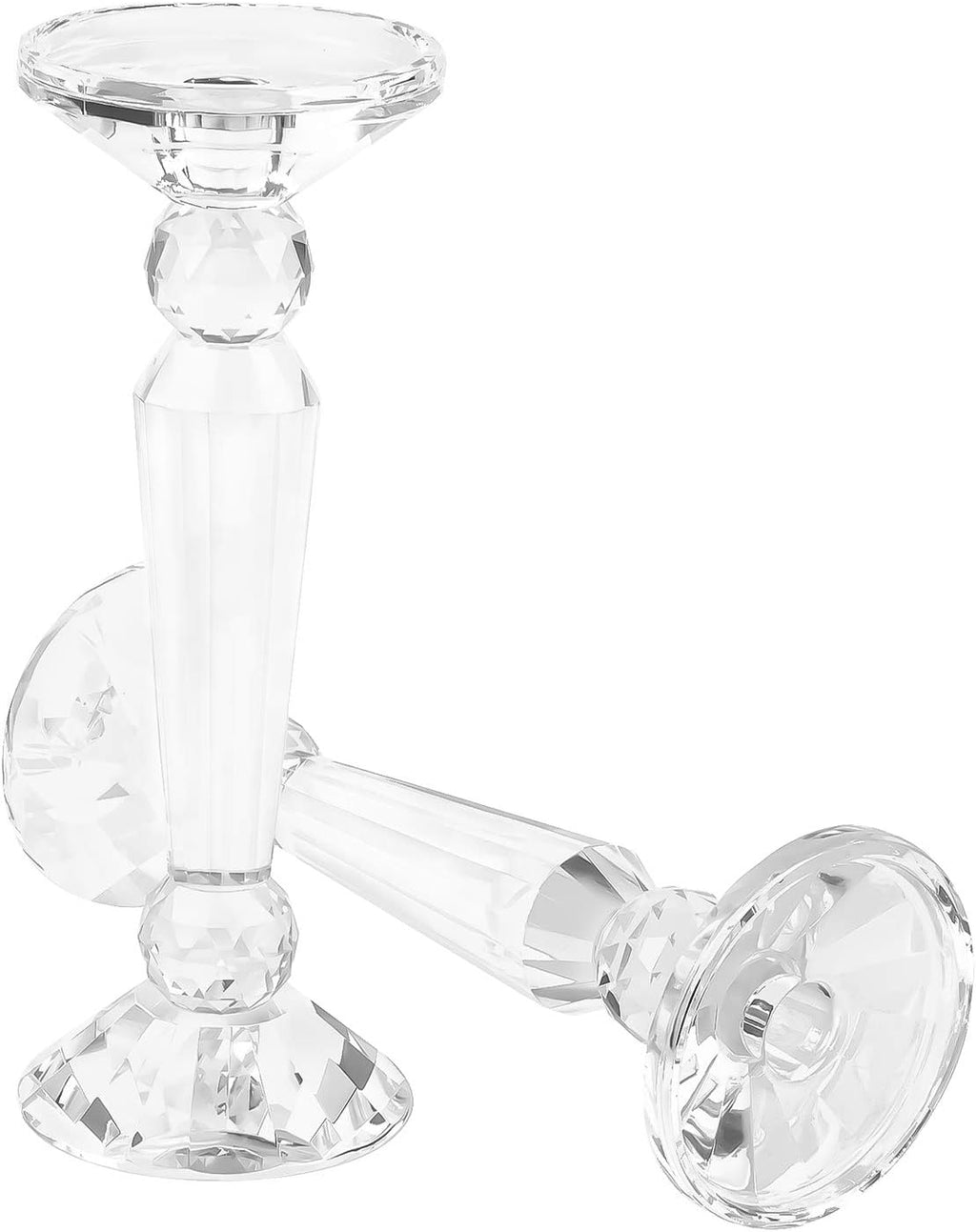 2-Pack Clear Crystal Candle Stick Holders (10.6inches Tall) L713040
