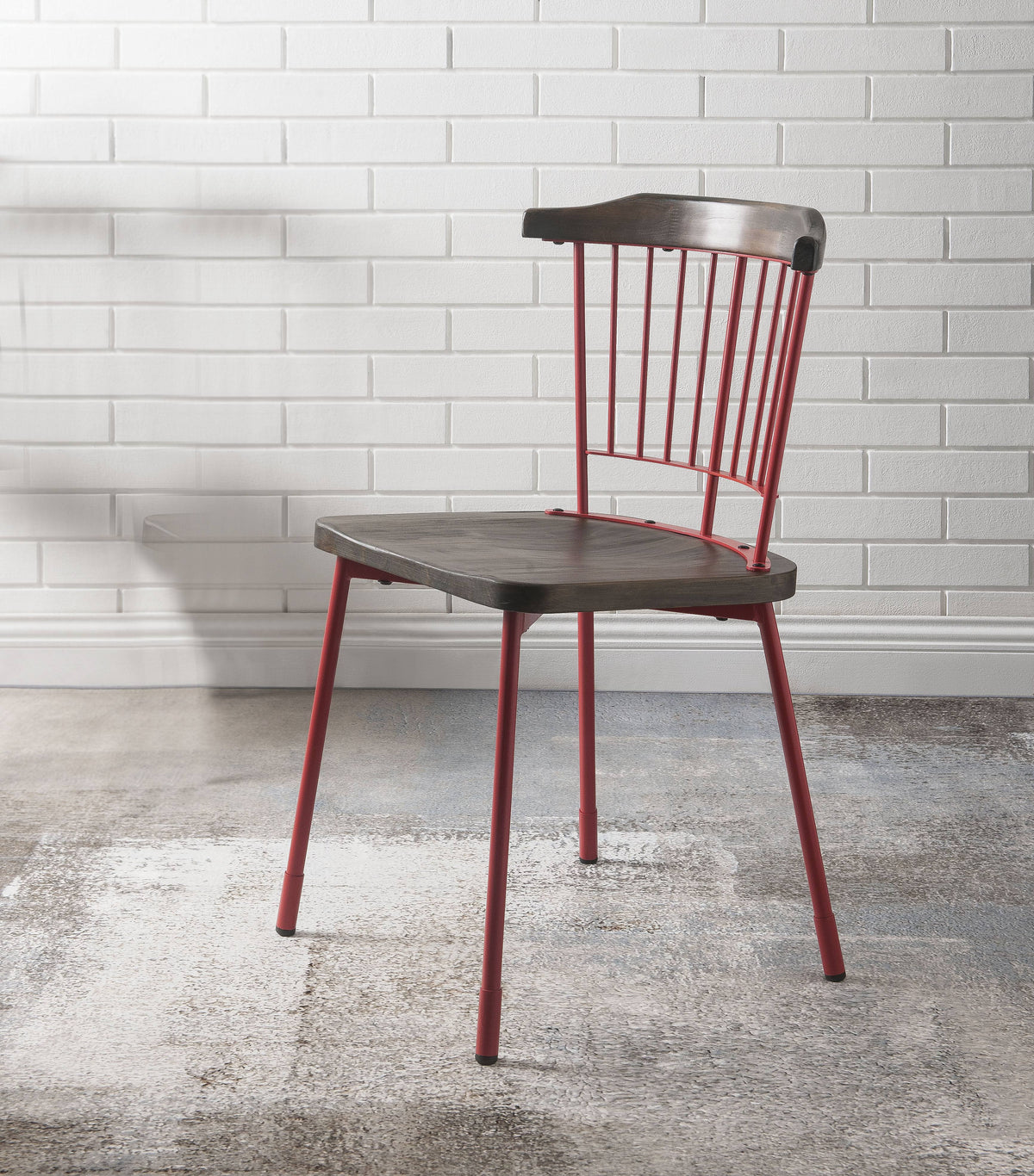 Red & Brown Oak Side Chair Set of 2 E138824