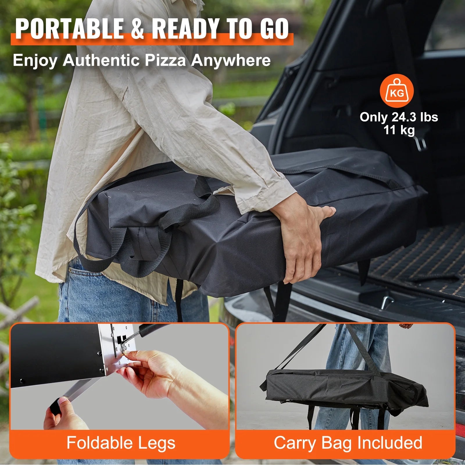 13" Portable Outdoor Pizza Oven Stainless Steel A7488