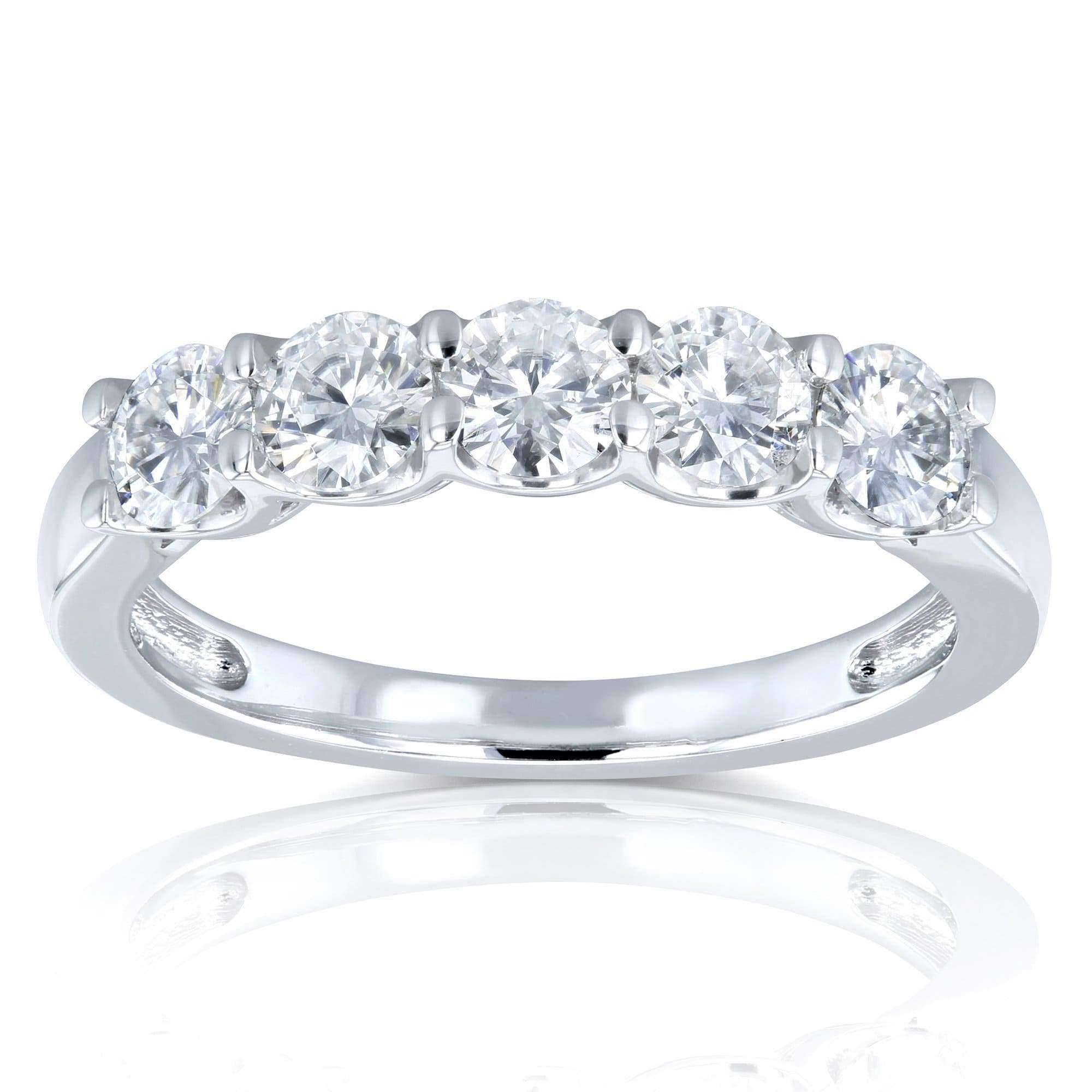 14K White Gold Moissanite Bridal Wedding Band A8900