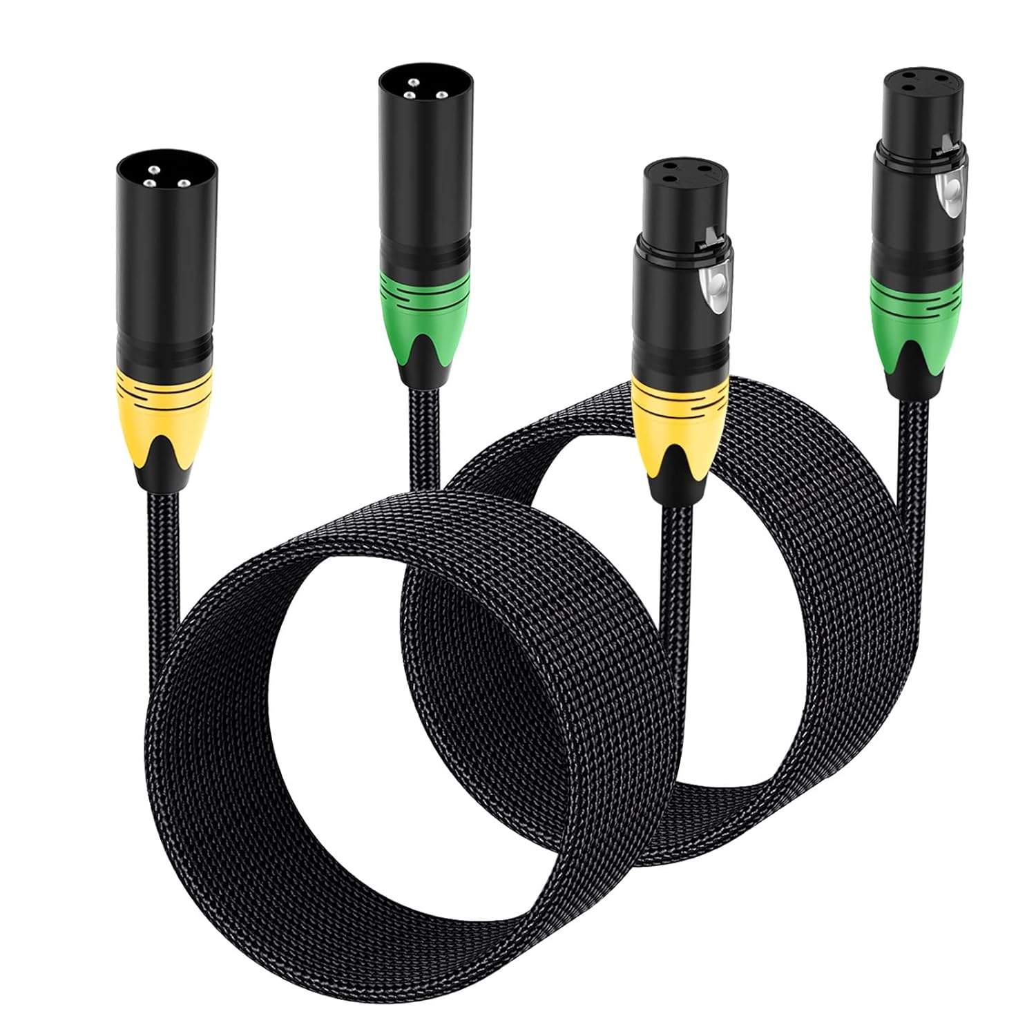 25ft 6 Pack XLR Microphone Cable Black Braided B232
