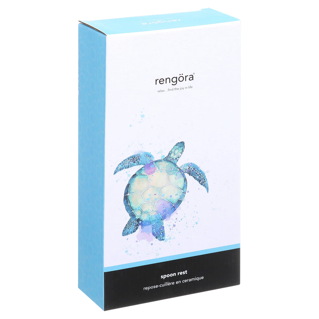 Teal Blue White Ceramic Sea Turtle Spoon Rest Y96526