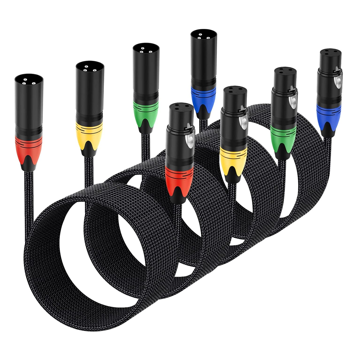 25ft 6 Pack XLR Microphone Cable Black Braided B232