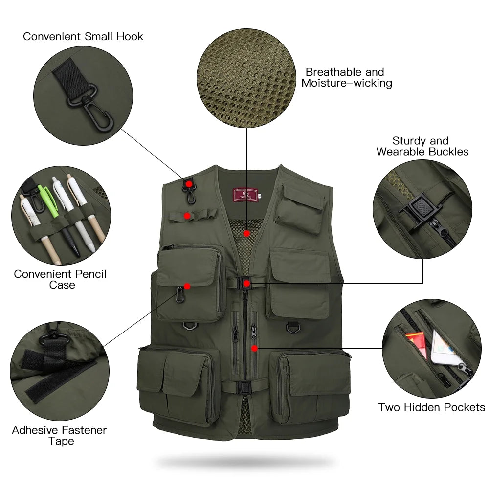 Breathable Multi Pockets Mesh Fishing Photography Vest V459