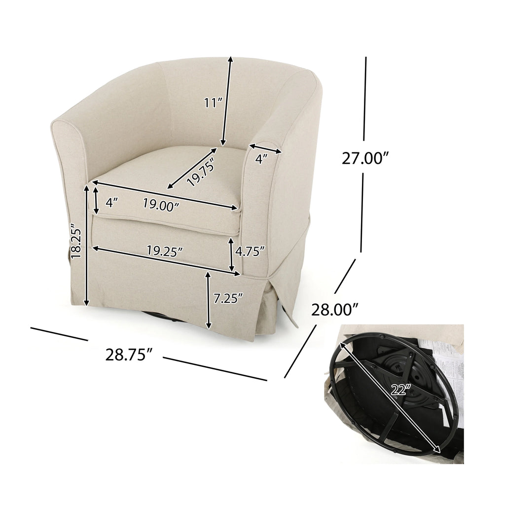 Beige Fabric Swivel Chair with Cover P57265