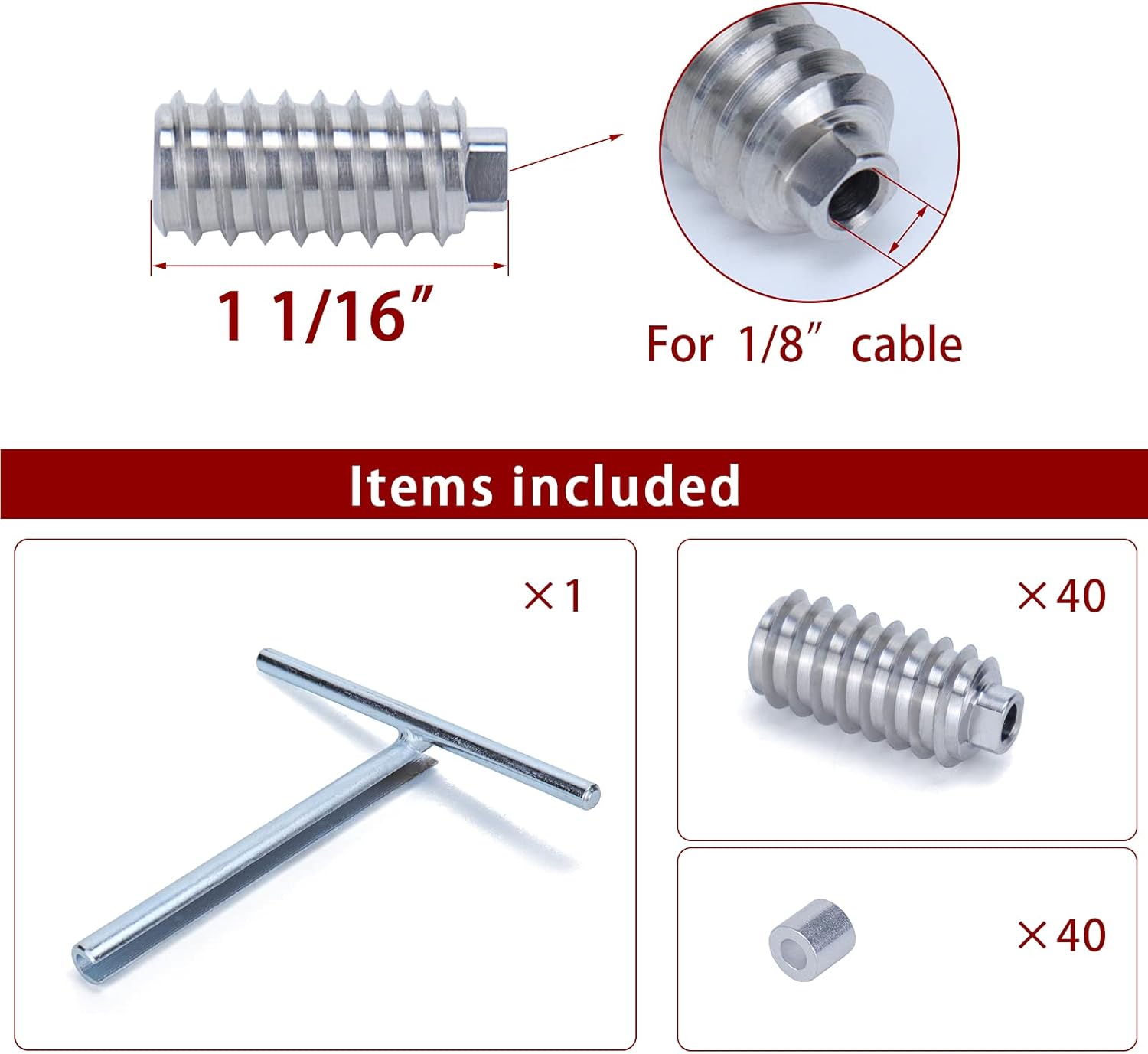 40Pack 1/8 Invisible Cable Railing Kit T316 Stainless Steel 20 Cable Line with Socket Wrench R104741