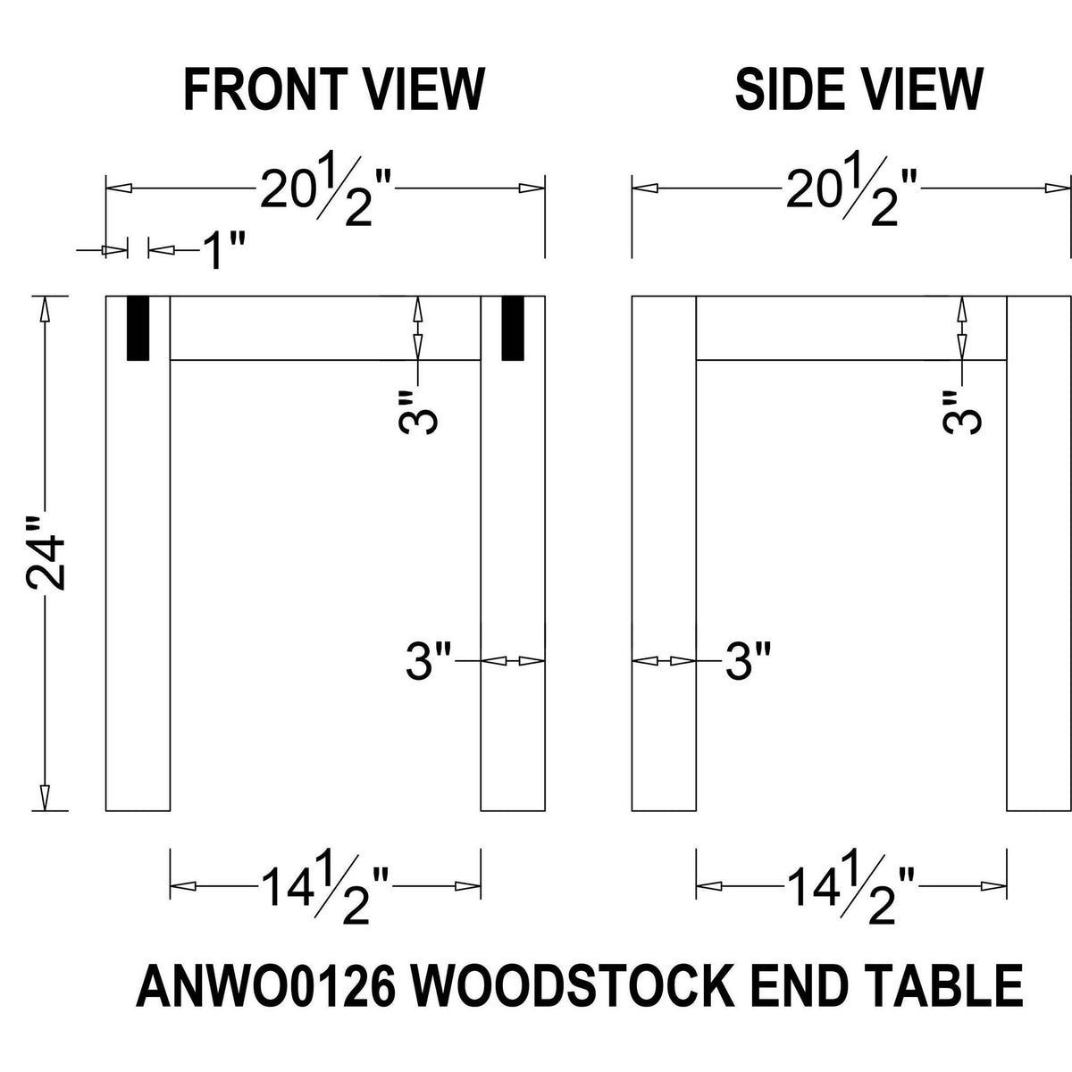 Brushed Driftwood Acacia Wood End Table with Metal Inset H8991