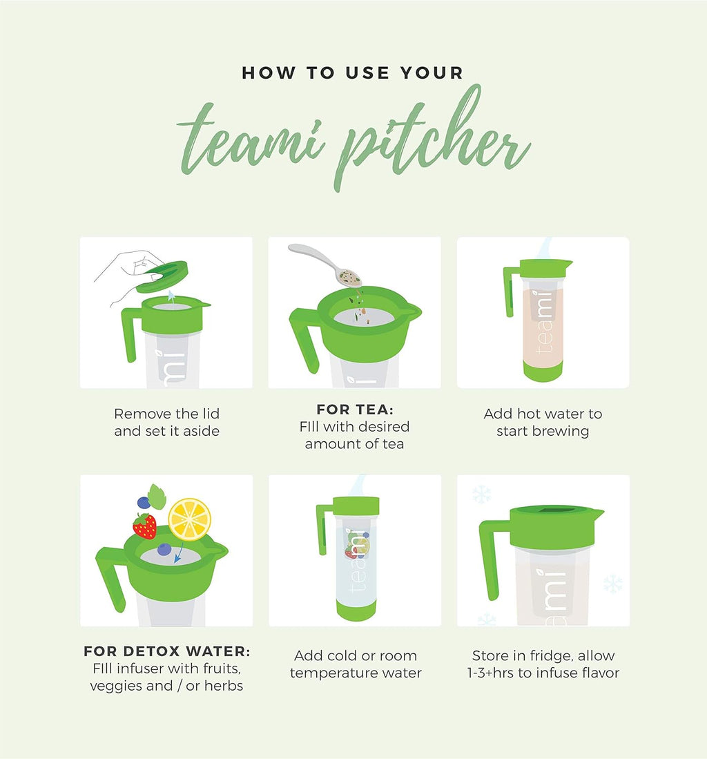Green 60 Ounces Tea Pitcher with Lid U8135