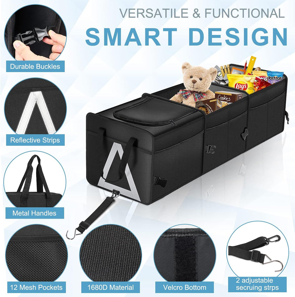 Black 85 L Collapsible Car Trunk Organizer with Cooler Bag A6514