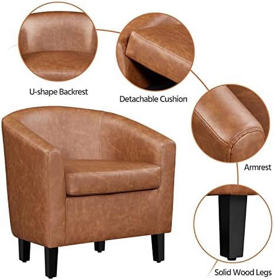 Faux Leather Barrel Accent Chair with Ottoman Set J54981