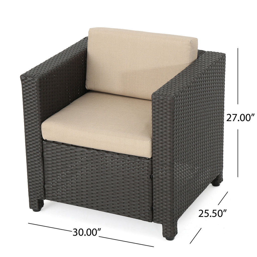 Brown and Beige Wicker L-Shaped Sectional Sofa Set A618
