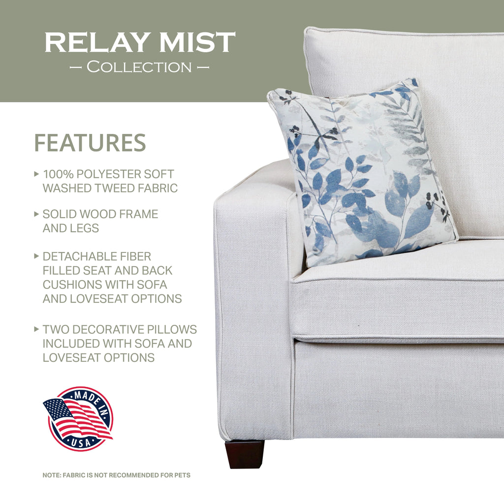 Mist Sofa with Two Throw Pillows R812