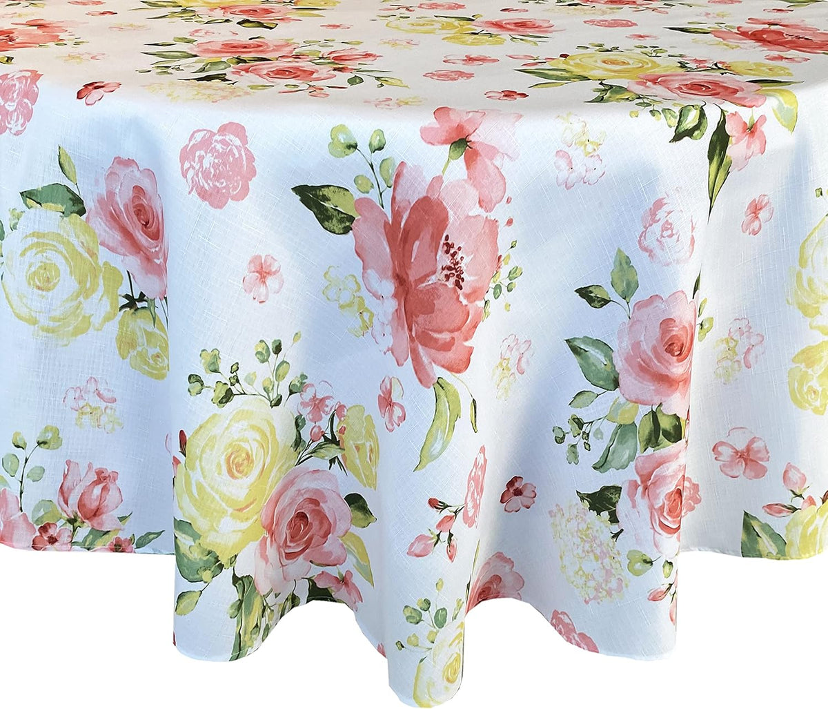 Rose Print Fabric Tablecloth, 70” Round M83350