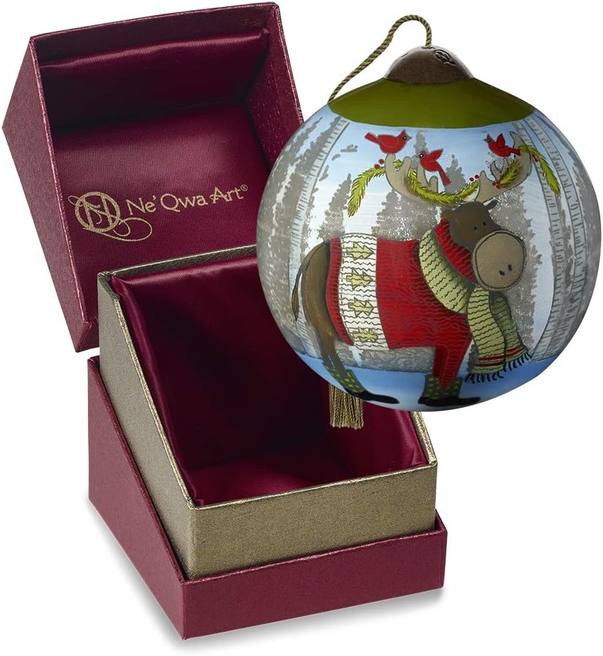 Moose with Cardinals On Antlers Ornament B47324