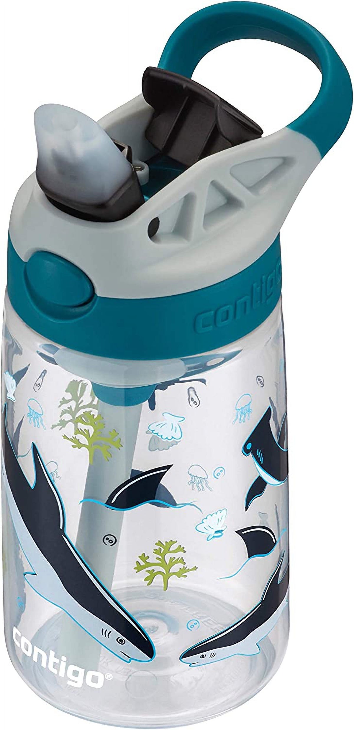 14oz White Kids Water Bottle with Silicone Straw T381