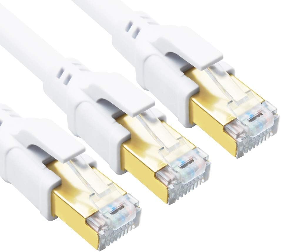 CAT8 Ethernet Cable 15ft 10 Pack Black SFTP 26AWG Gold Plated RJ45 Connector N367