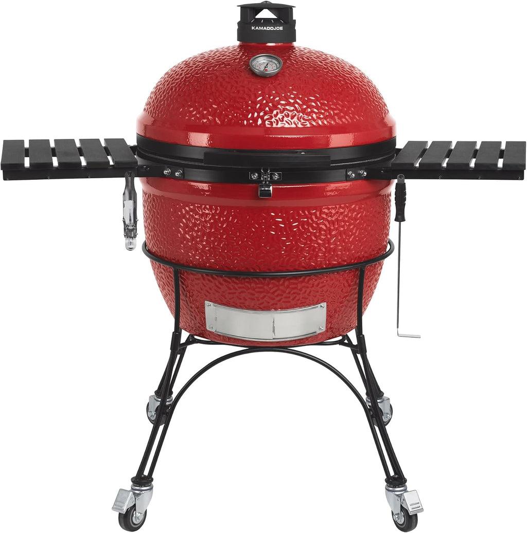Blaze Red 24-inch Charcoal Grill with Cart and Side Shelves W98070