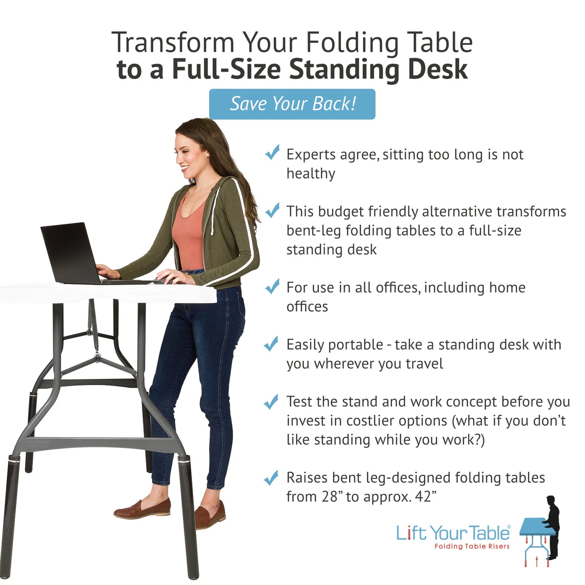 Black Folding Table Risers, Set of 4 C1707