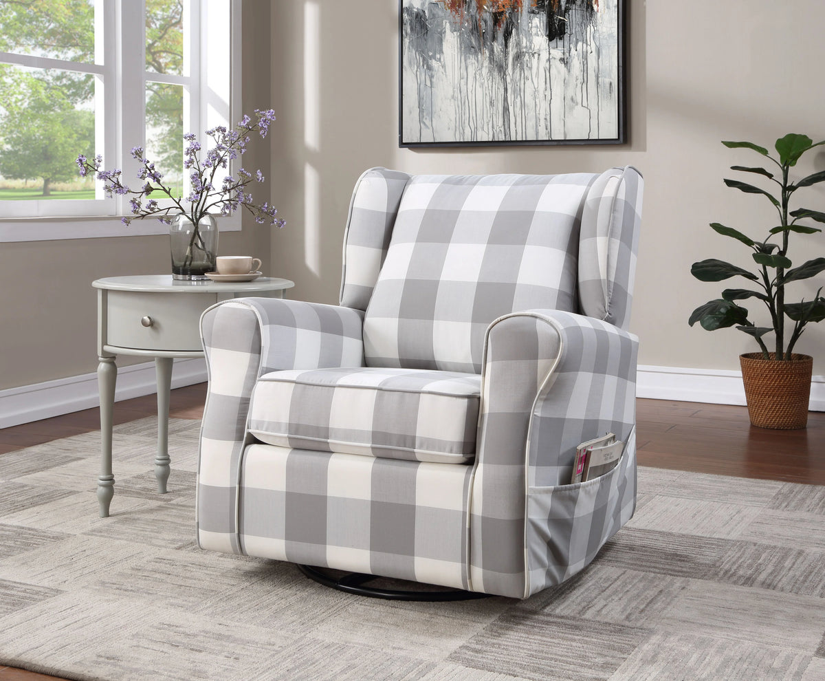 Gray Fabric Swivel Chair with Glider O815