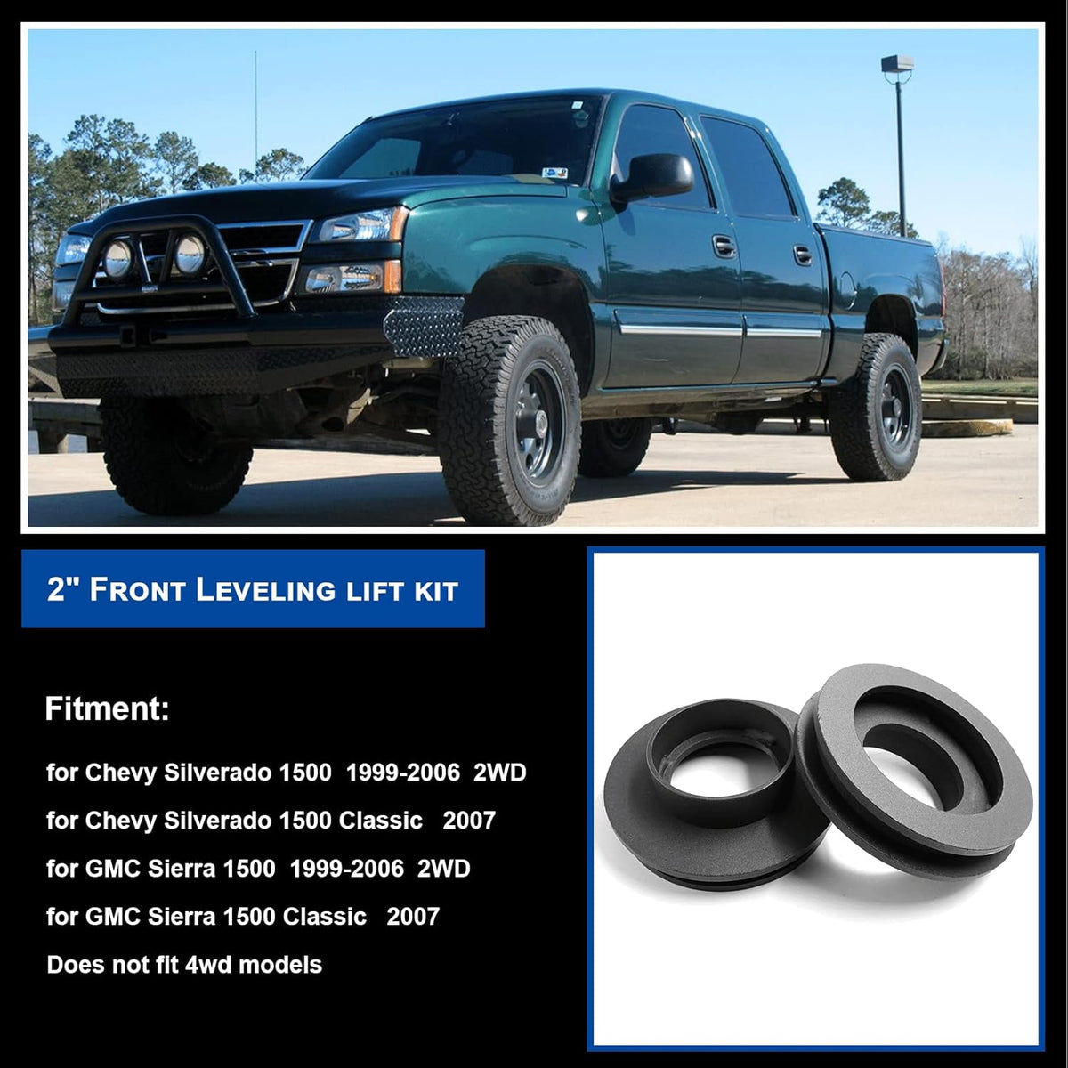 2" Front Leveling Lift Kit for Chevy Silverado 1500 & GMC Sierra 1500 2WD, Pack of 2 L139015