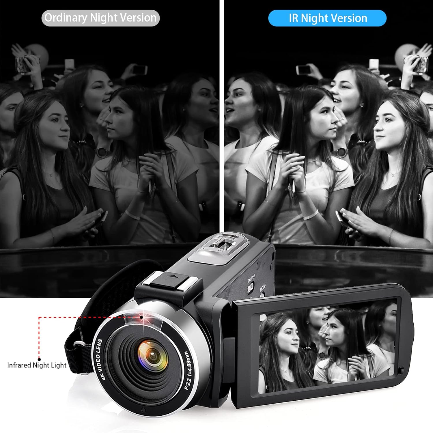 4K Camcorder Video Camera with 16X Zoom Remote Control 1080P 3.0 Inch Touch Screen X887