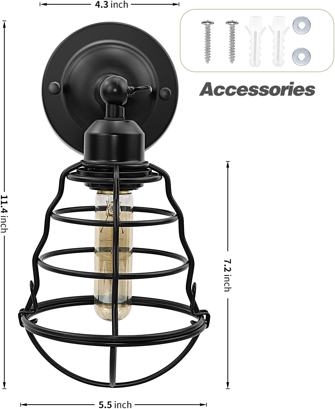 Black Wire Cage Wall Sconce 2pack S685