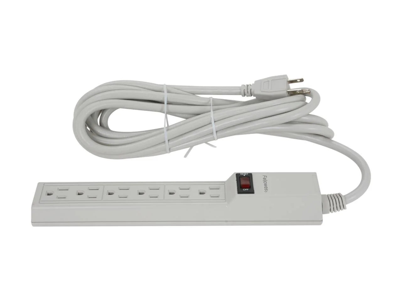 Six-Outlet Power Strip, 120V, 15ft Cord, Platinum L49352