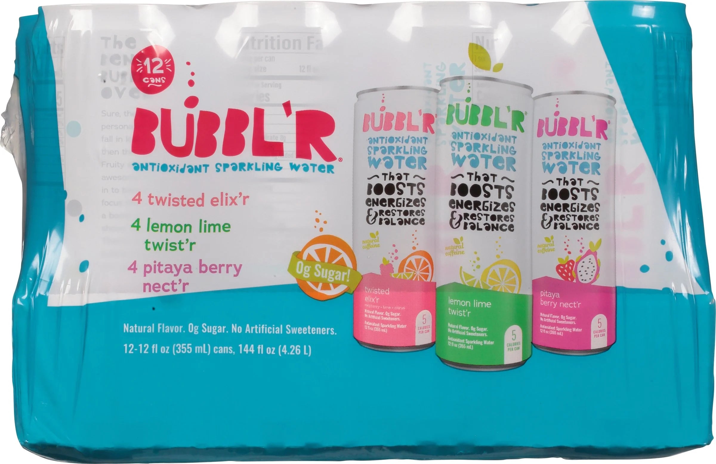 Antioxidant Sparkling Water Variety Pack, 12 fl oz, Pack of 12 U6150