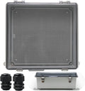 IP67 Waterproof Junction Box Plastic Enclosure Clear Cover Plate with Stainless Steel Buckles 13×13×5.1 inch D41749