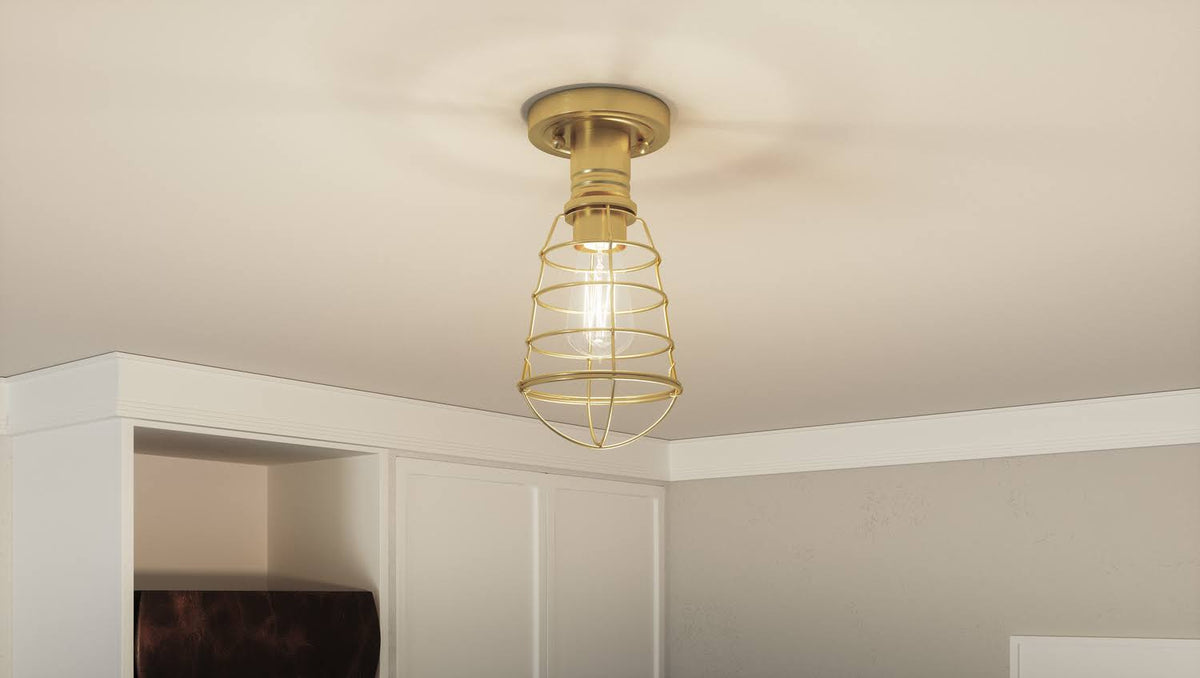 Satin Brass Semi-Flush Mount Light P51511