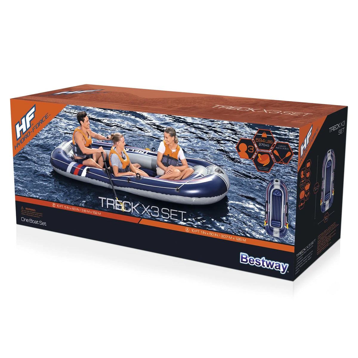 Inflatable 3 Person Water Raft Boat Set Z366035