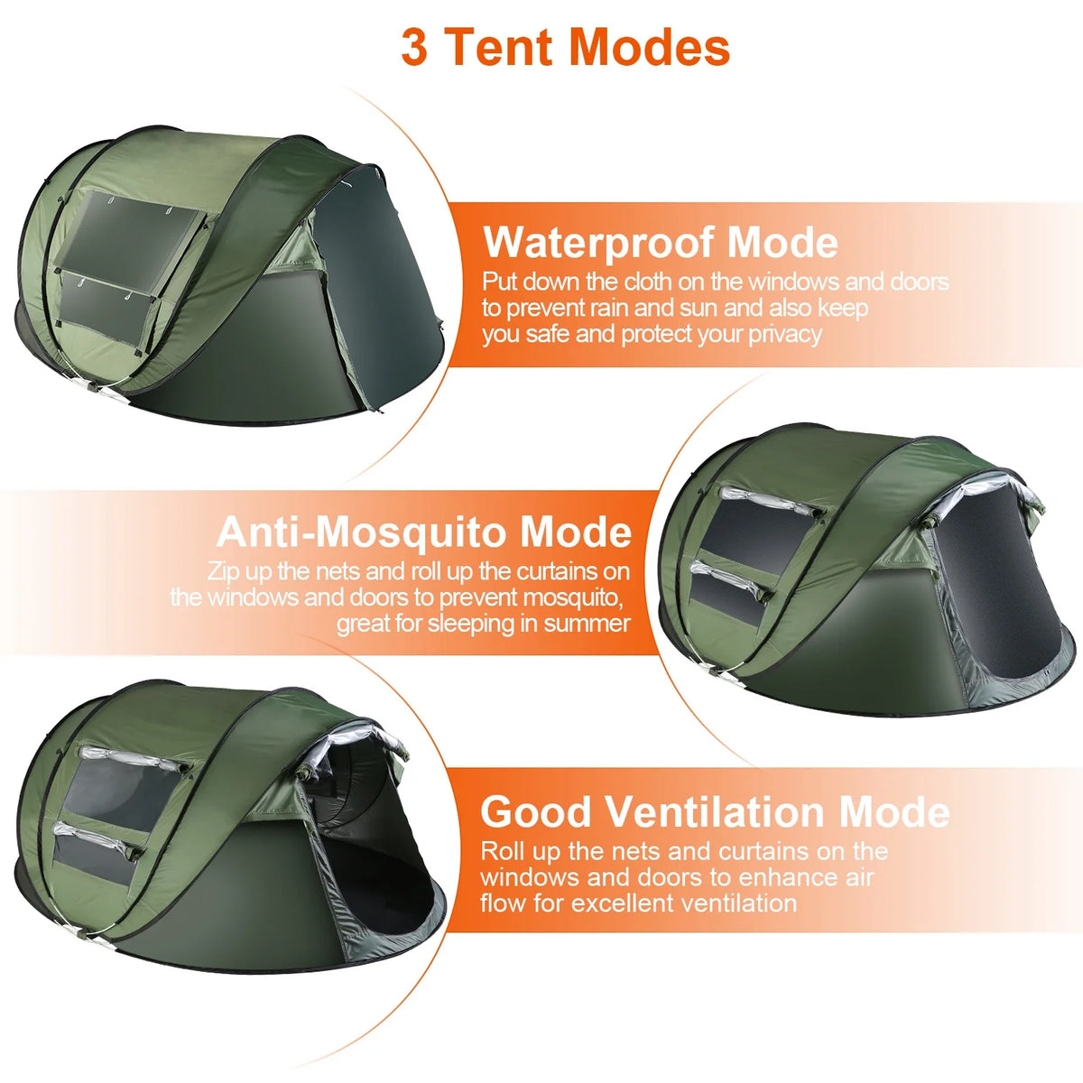 Green Pop Up Dome Tent with Carry Bag B506