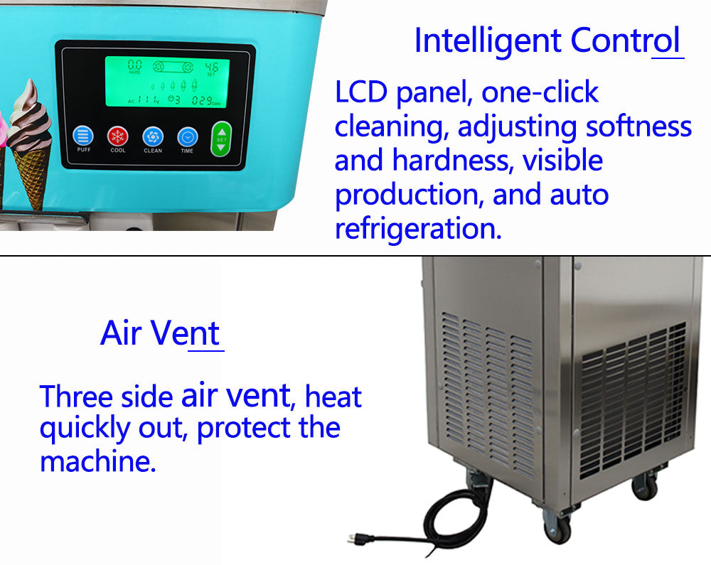 Soft Ice Cream Machine Commercial 3 Flavors 20-30L/H 1400W G9928