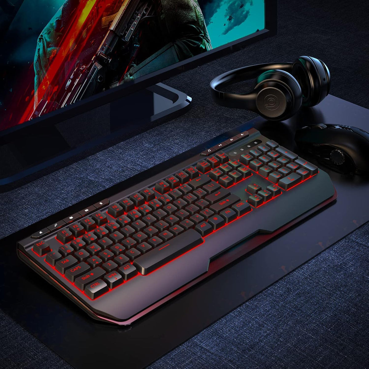Wireless Gaming Keyboard with Ergonomic Wrist Rest, Pack of 2 D68791