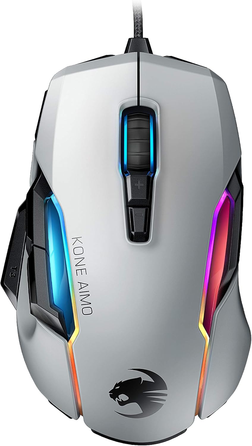 White Ergonomic Wired Gaming Mouse with RGB Lighting N904447