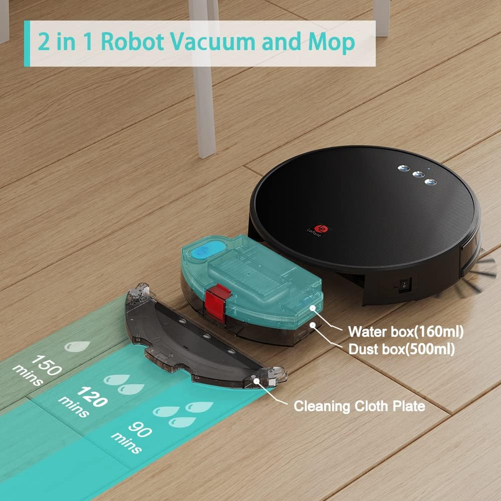 Robot Vacuum and Mop with 3200Pa Suction, 150 Mins Runtime E10602