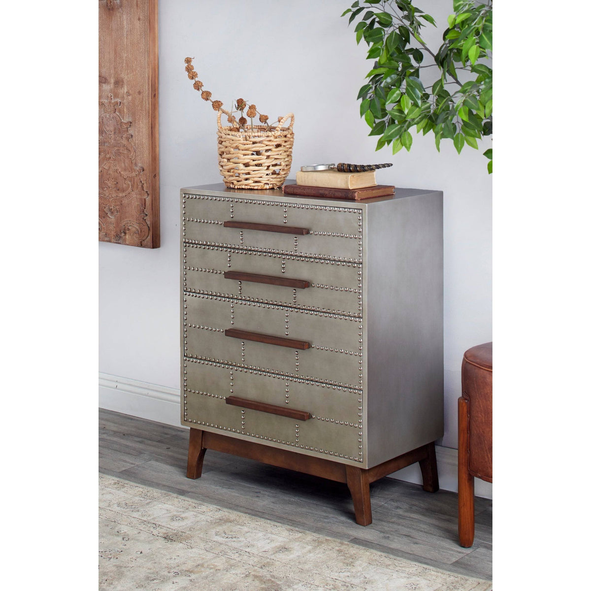 Grey Wood Industrial Cabinet S334897