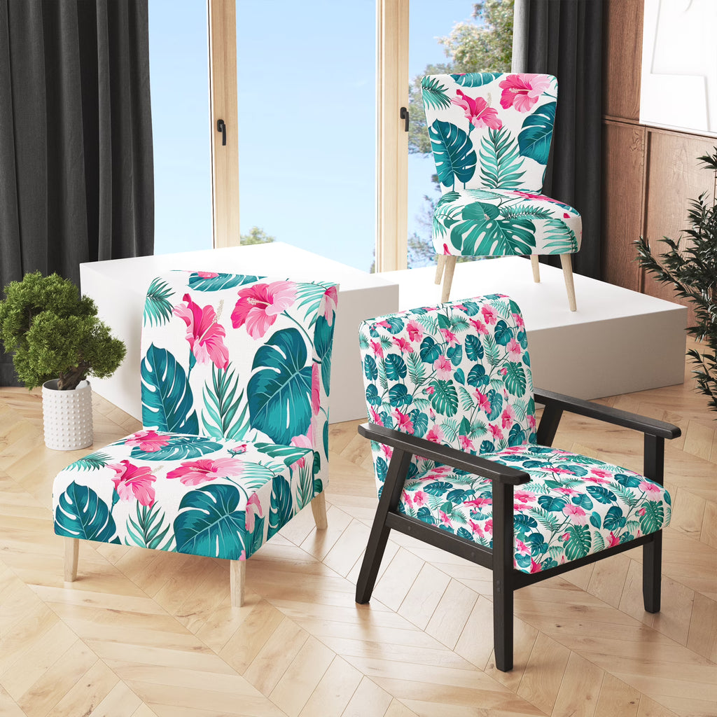 Upholstered Patterned Accent Chair and Arm Chair Z1167