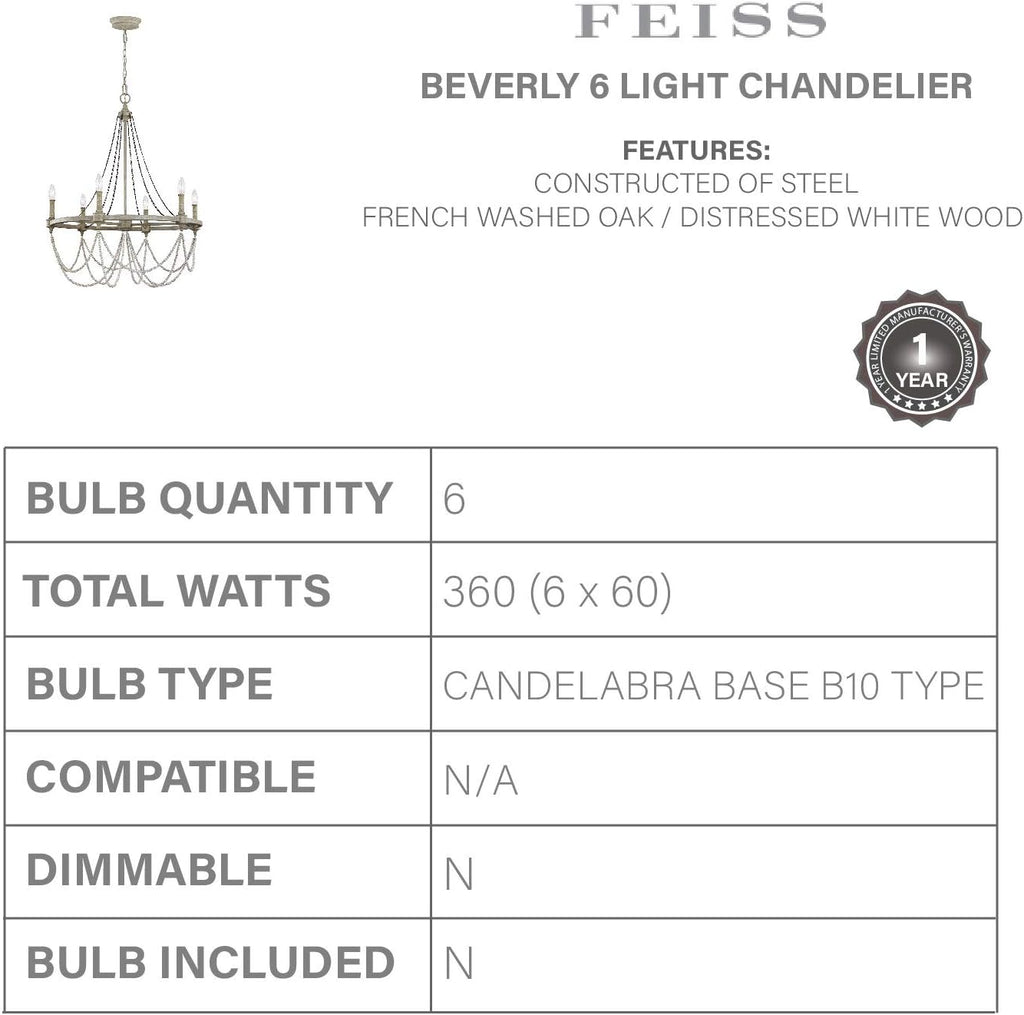 White 6-Light Candle Chandelier N2174